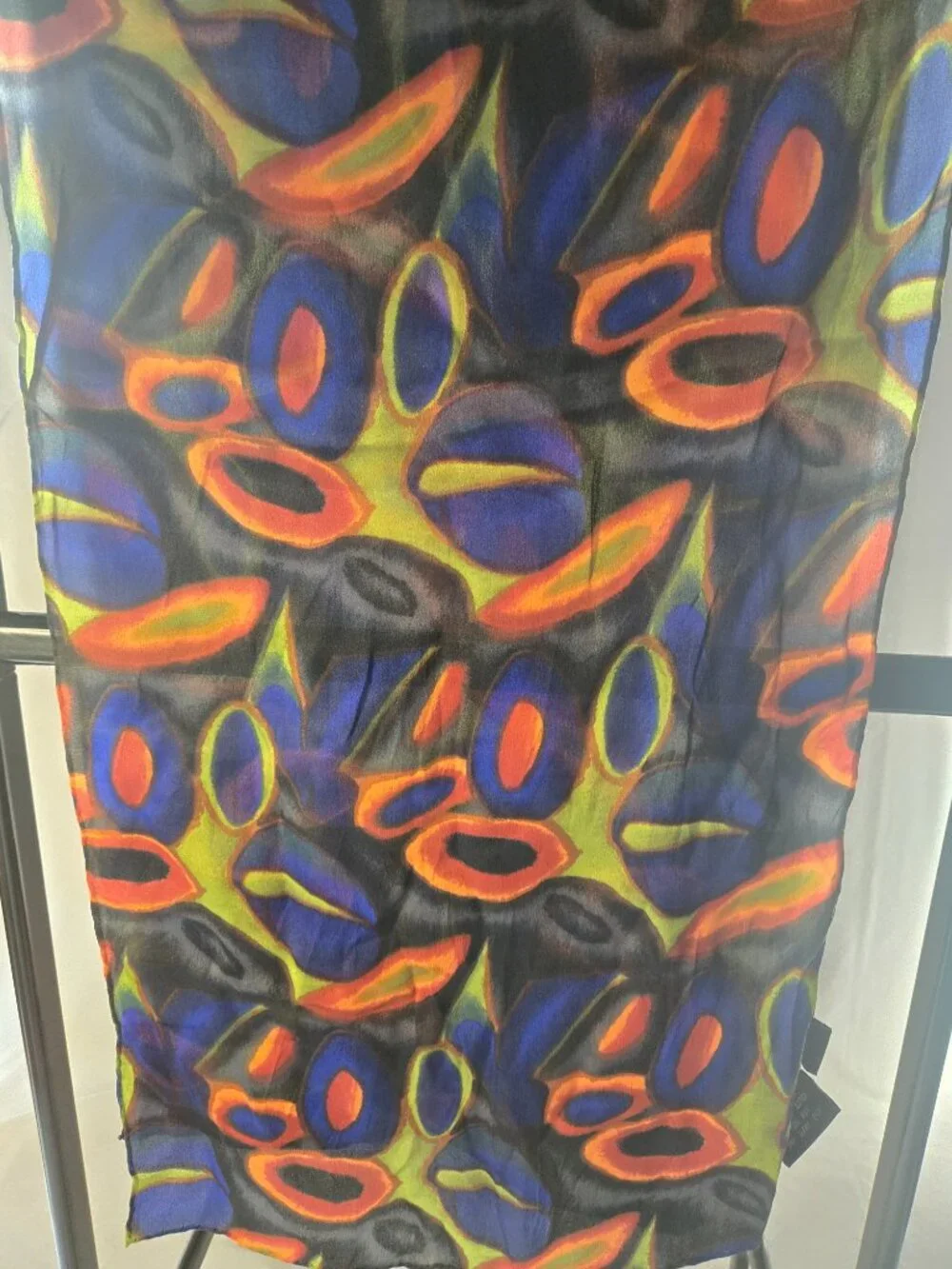 J. Garcia 100% Silk Scarf Abstract Colorful Artistic Pattern Design